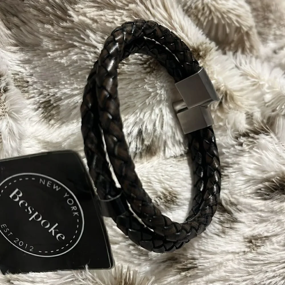 BESPOKE Men's Double-Strand Braided Leather Bracelet